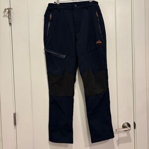 Outdoor Navy Blue Fleece Lined Softshell Hiking Pants Mens Large